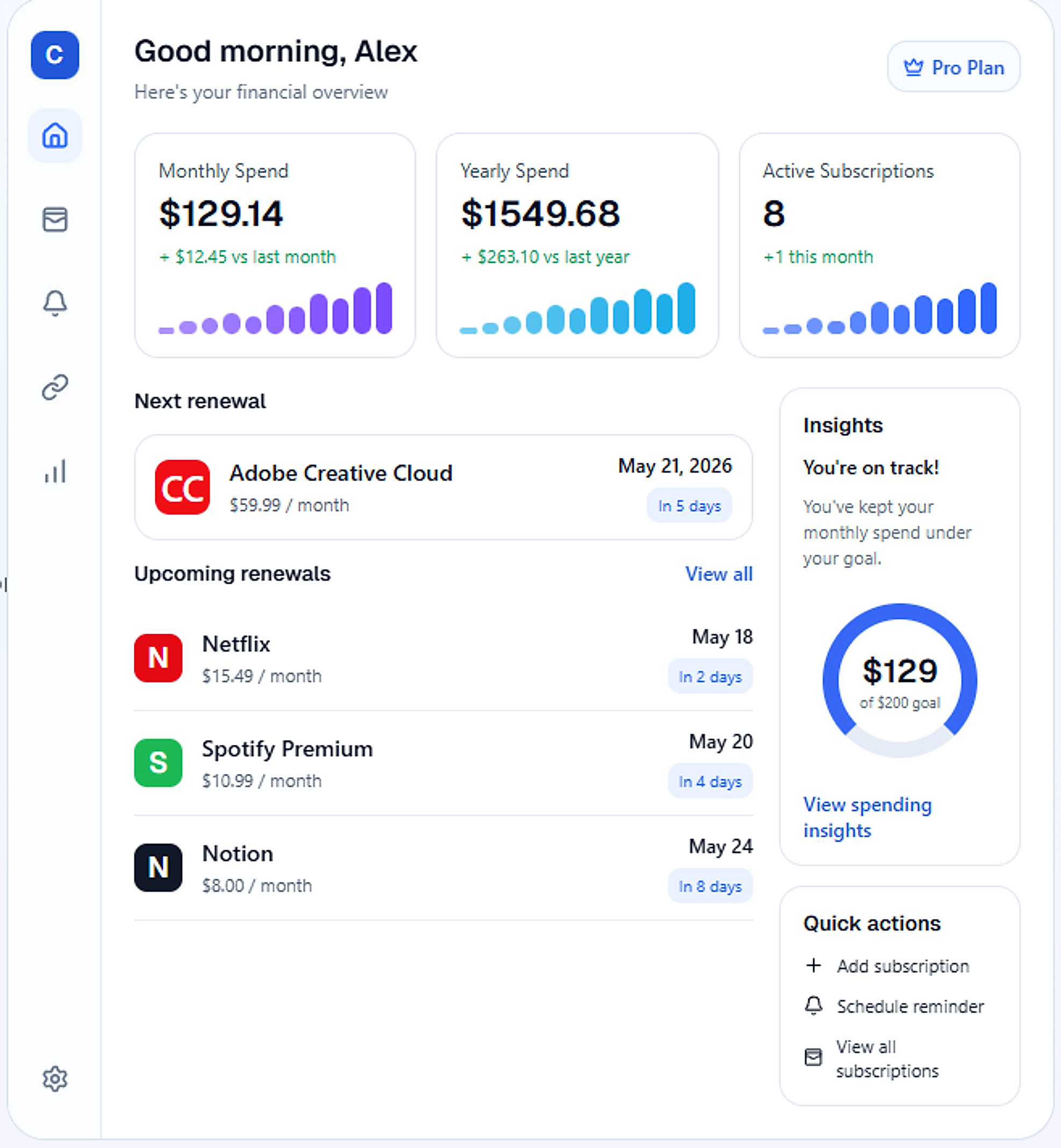 CancelCalm - Renewals View preview